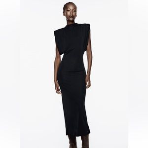 Zara shoulder pad midi dress - size small